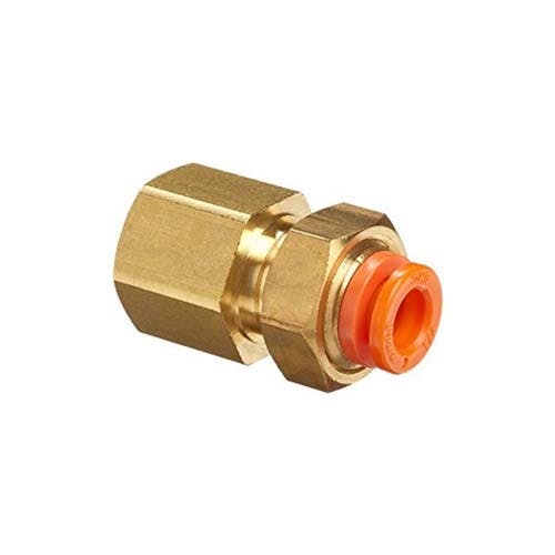 3/8 Tube OD x 1/4 Female NPTF, Push-In Female Bulkhead Union, Brass  Push-to-Connect Fitting