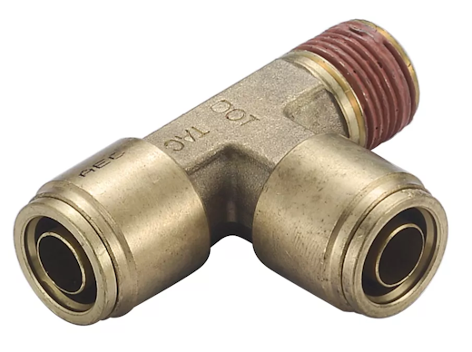 Brass Compression Tee 3/8 Tube x 1/4 Male Pipe Thread